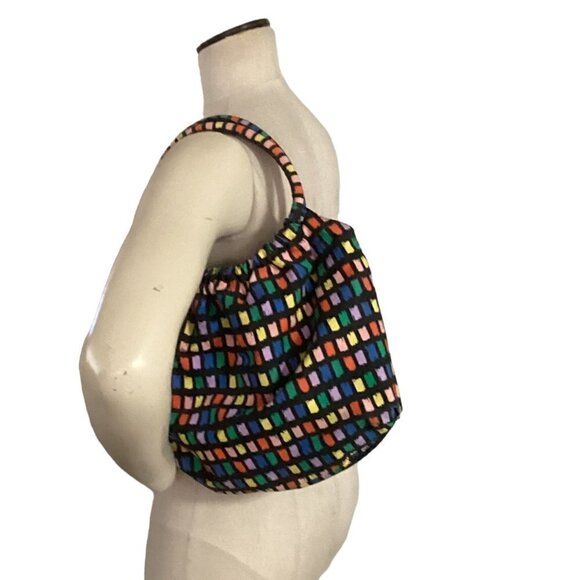 Colorful Small Hobo Tote Beach Bag 100% Cotton Canvas 155C - Picture 3 of 6